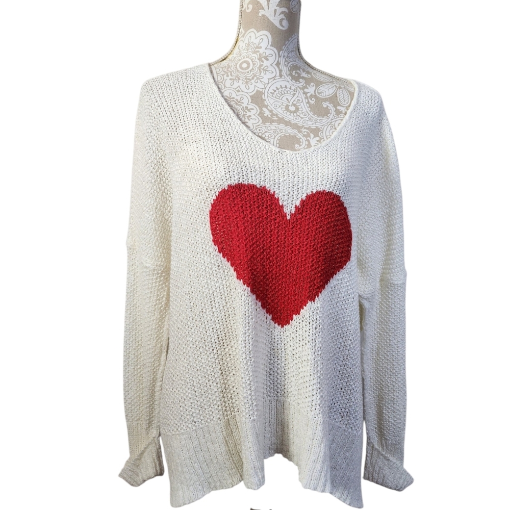 Moon & Madison Oversized Heart Sweater Size S